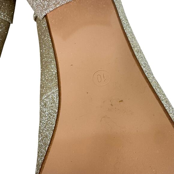 Idifu Gold Shimmery Sparkly Glitzy Glitter Low Heeled Slip On Pumps Women's 10 - Picture 6 of 10